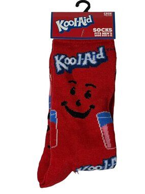 Kool Aid Socks Men’s Crew Red Kool Aid Man Graphic Retro Drink Logo Novelty Gift
